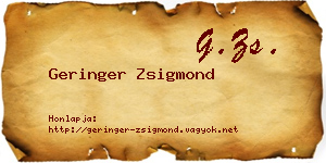 Geringer Zsigmond névjegykártya